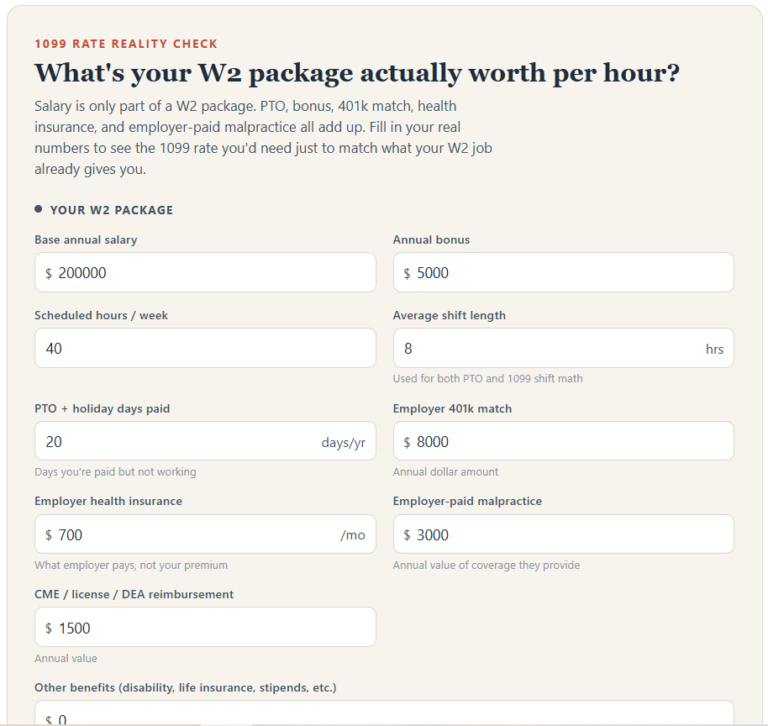 The W2 vs. 1099 CRNA Rate Calculator